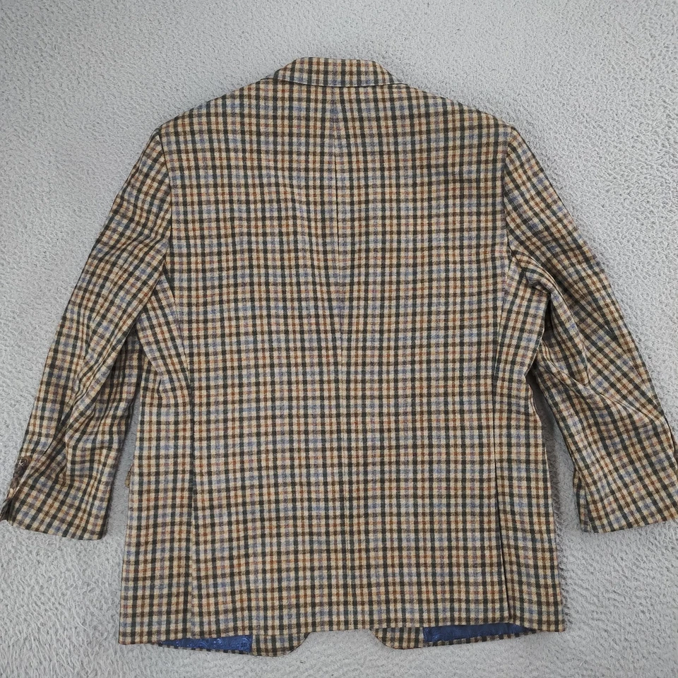 Samuelsohn Sport Coat Blazer Mens 44R Brown Blue Plaid Loro Piana Cashmere Soft - Image 2 of 4