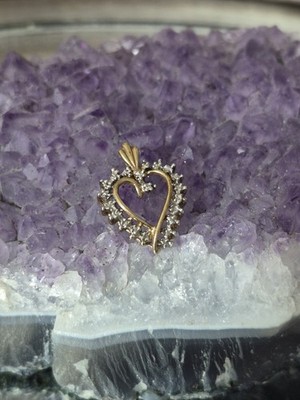 Vintage JCM Jacmel 10K Gelbgold Diamant Akzent Herz Anhänger Charm 