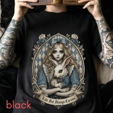 Dark Alice in Wonderland Illustration T-Shirt...