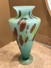 Authentic Murano Lavorazione Arte 16  Vase Blue Green Brown Made In Italy