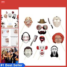 Halloween Photo Booth Props 22 Pcs Cardstock Skull Mask Pumpkin Hat Speech
