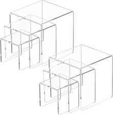 Acrylic Risers Display Stand 2 Set, Clear Display Risers Shelf,3x4x5  Acrylic