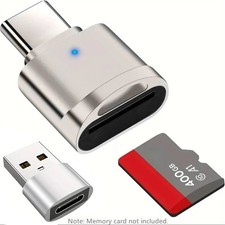 Type-C To Micro SD Adapter USB 3.1 Card Reader Memory Otg Mac Pc Silver