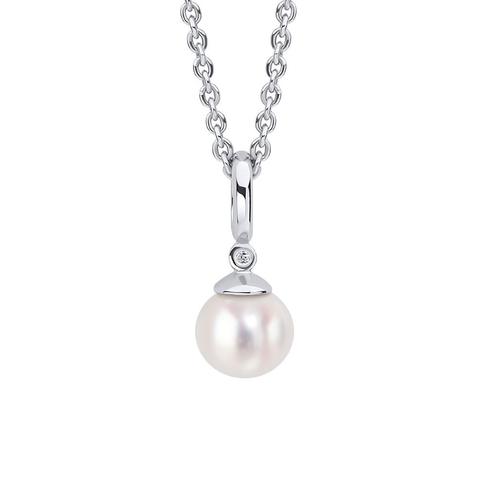 D for Diamond Childrens Necklace P5360W Sterling Silver Freshwater Pearl