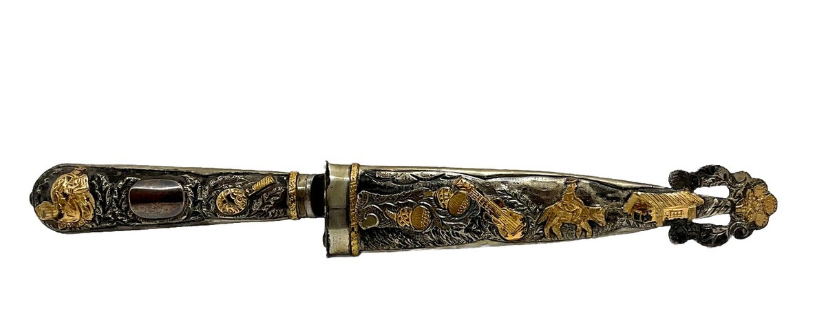 Vintage Argentine Gaucho Facón Knife La Movediza 800 Silver Sheath 