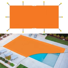 Inground Swimming Pool Cover Heavy Duty Rectangle Mesh Winter Pool Cover Orange