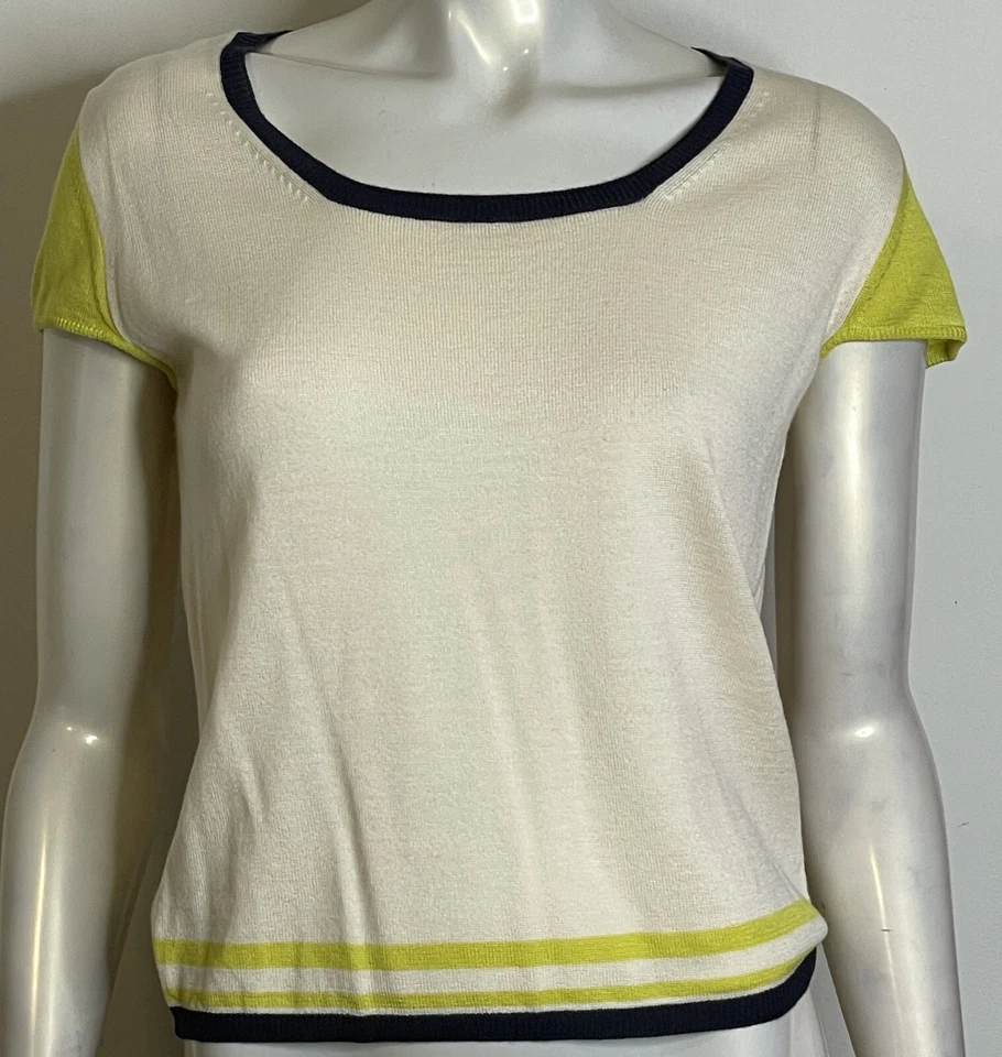 Louis Feraud Conjunto de Traje Azul Marino Blanco Verde Lima 3 Piezas EE. UU. 10 12 Lana Seda Foto 4 de 4