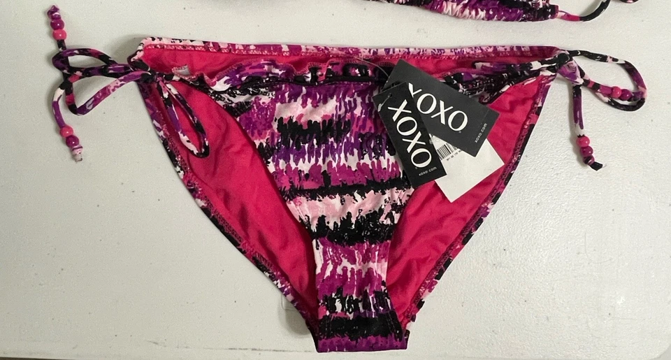 Conjunto de bikini geométrico halter XOXO traje de baño talla grande Foto 4 de 4