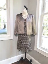 Tahari LUXE Bronze Embroidered Jacket Dress Mother Of Bride Groom - Women’s 8