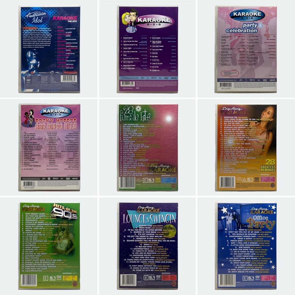 Interactive Sing-Along Karaoke 9x DVD Bundle (196x Tracks