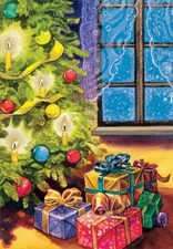 Gifts Under Tree Designer Greetings Christmas Card