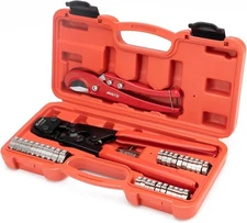 PEX Clamp Tool Kit 3 8-1 w Rings & Tubing Cutter - All-in-one Crimping Set