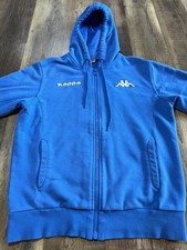 Women’s Kappa Full Zip Hooded Jacket Size Large Y2k Blue Embroidered Logo