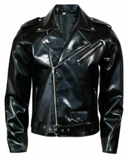 Chaqueta gótica hecha a mano EMO Moto negra PVC vinilo elegante chaqueta de motocicleta para hombre