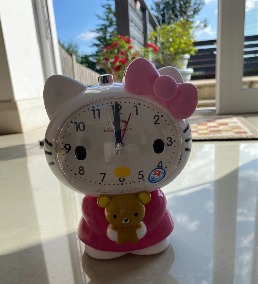 Hello Kitty Alarm Clock Bedroom Night Light Kids Gift Cute Birthday - Image 2 of 3