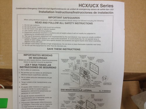 Hubbell Green LED EXIT Sign Emergency Light White Housng single/double face HCX - Picture 4 of 7