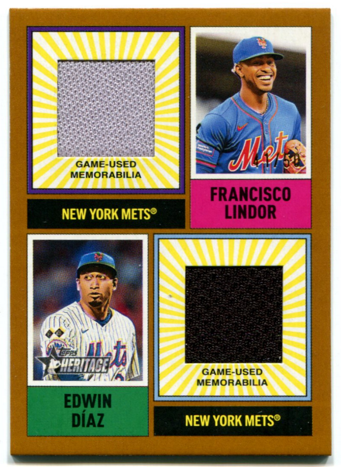 2025 Topps Heritage Francisco Lindor & Edwin Diaz Dual Bat
