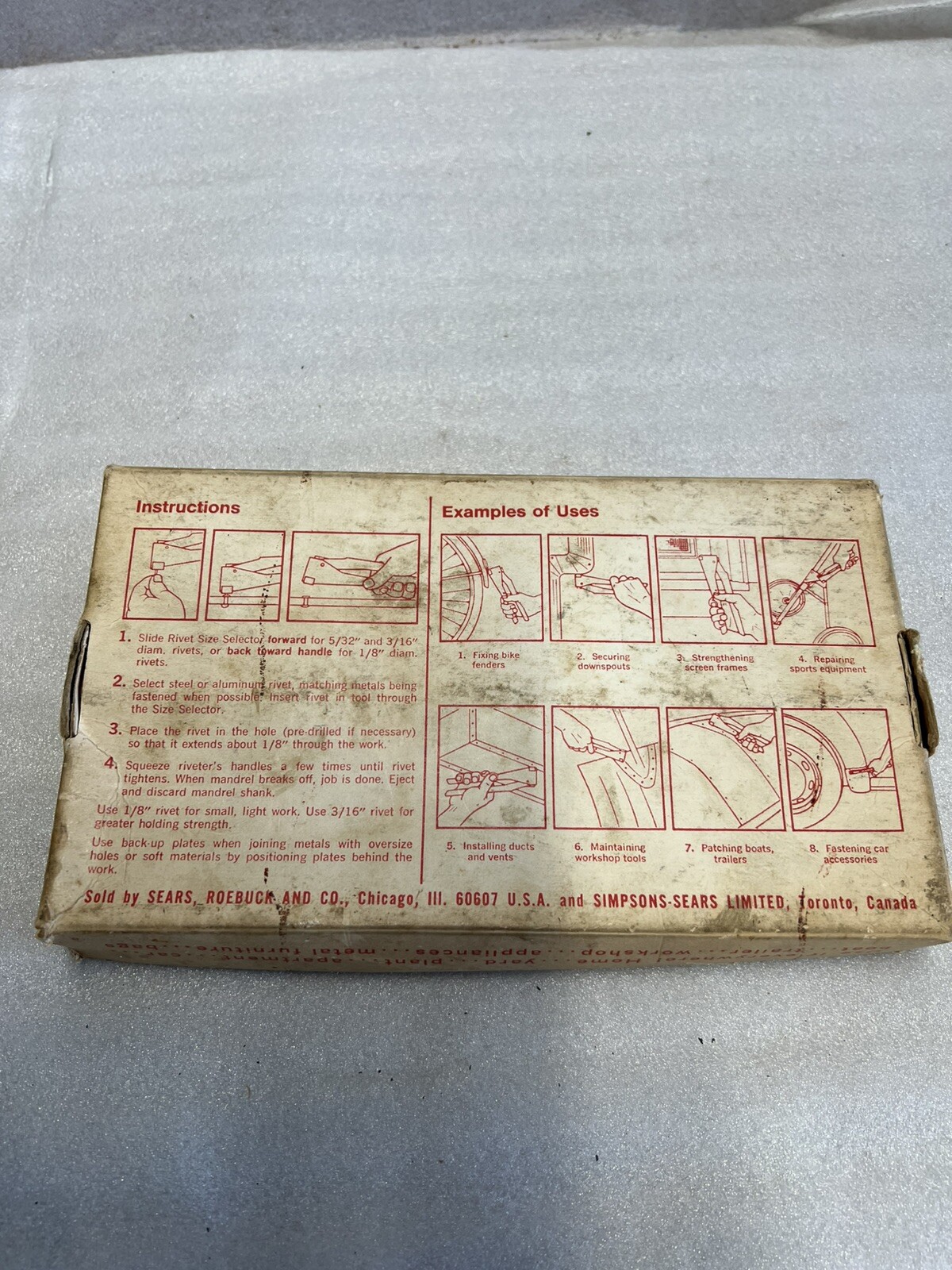 CRAFTSMAN Pop Riveting Tool Kit 9 74763 USA Box and 1/8