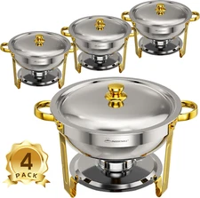 Chafing Dishes for Buffet 4 Pack, 5 QT round Chafing Dish Buffet Set Chafers and