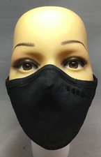 3 FACE MASKS WASHABLE COTTON WITH POCKET FOR PM2.5 FILTER NOSE WIRE - BLACK