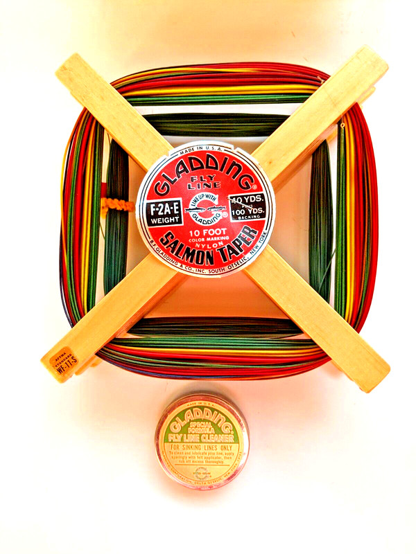 New Gladding Salmon Taper fly line weight F-2A-E, 40yds plus 100yds 18# backing
