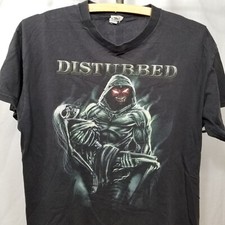Disturbed Tour MMIX VTG Faded Black Men's Front Back Print T-Shirt Medium