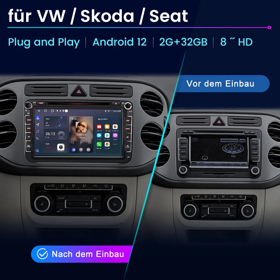 Android 12 Autoradio CD DVD GPS Für VW GOLF 5 6 CADDY EOS PASSAT CarPlay 2+32GB - Bild 2 von 4
