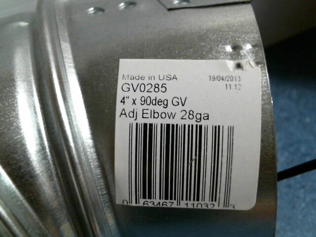 IMPERIAL MANUFACTURING 4" 26 Gauge 90 Degree Galvanized