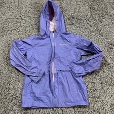 Columbia Jacket Kids Medium 10-12 Blue Logo Spelled Out Full Zip Windbreaker