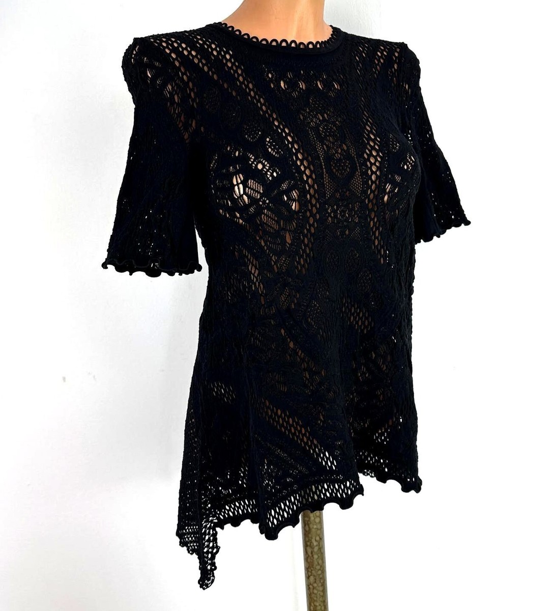 Tunique En Dentelle Bleu Indigo HIGH USE By Claire Campbell - Taille L - Occasion Parfait état