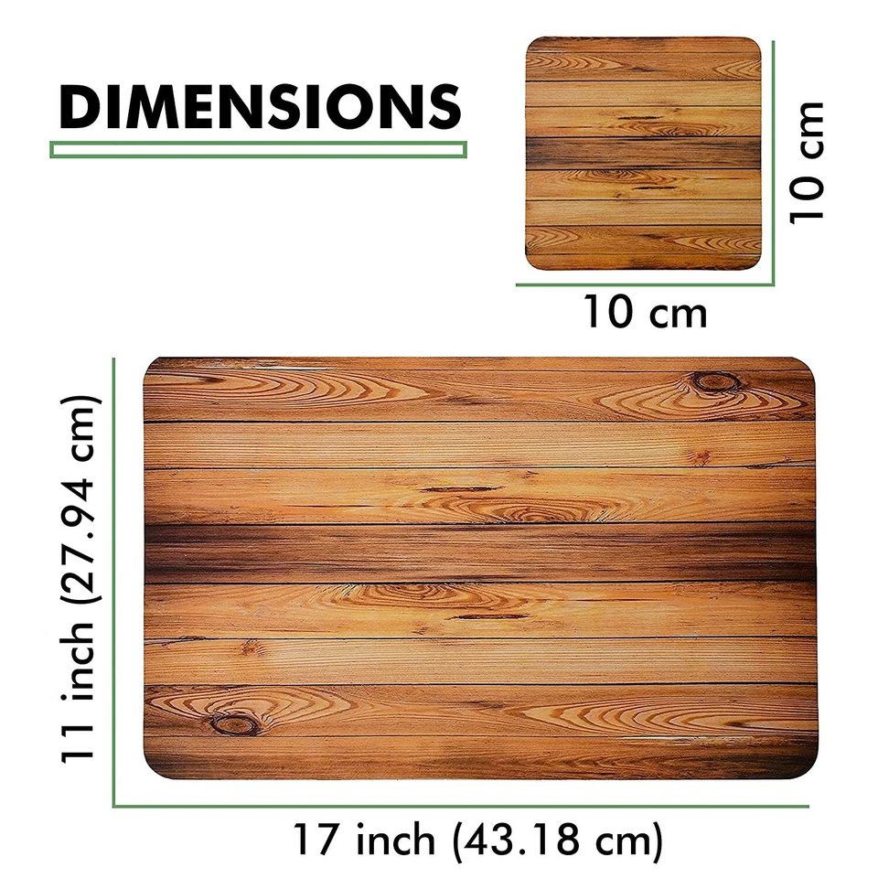 6 Piece Wooden Style PVC Dining Table Placemats Color - Brown - Image 2 of 4