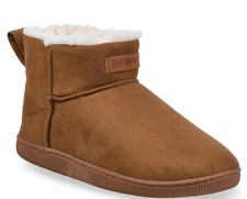 Gaahuu Womens Brown Low Cut Slipper Boot Lined W White Faux Shearling-9/10 Lg