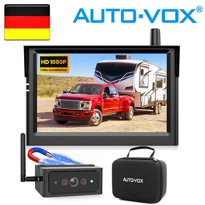 Magnetische Kabellos Rückfahrkamera 5'' 1080P Monitor Einparkhilfe 2CH Bildschirm