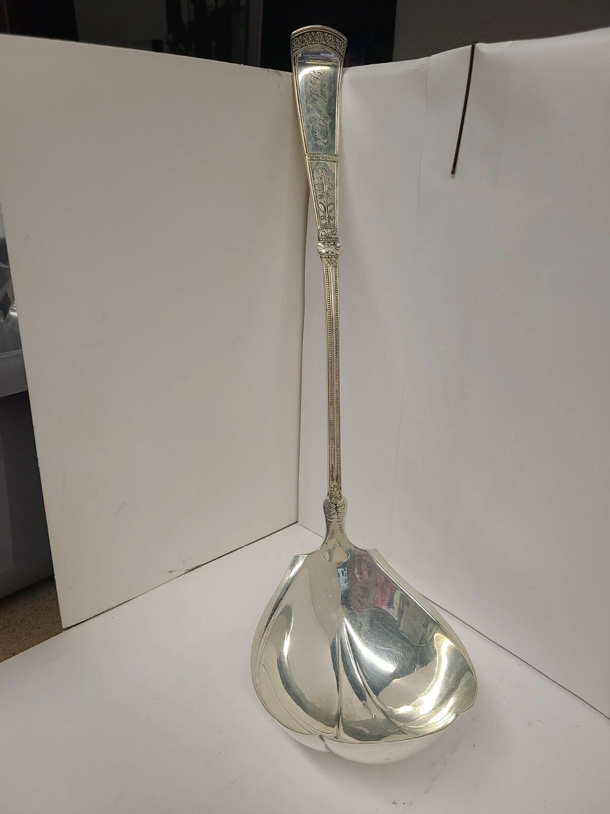 1847 Rogers Bros A1 Silver 12” Serving Ladle Monogrammed EB And LB