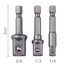 3Pcs 1/4" 3/8" 1/2" Impact Driver Tools Socket Adapter Drill BIts Set Hex Shank