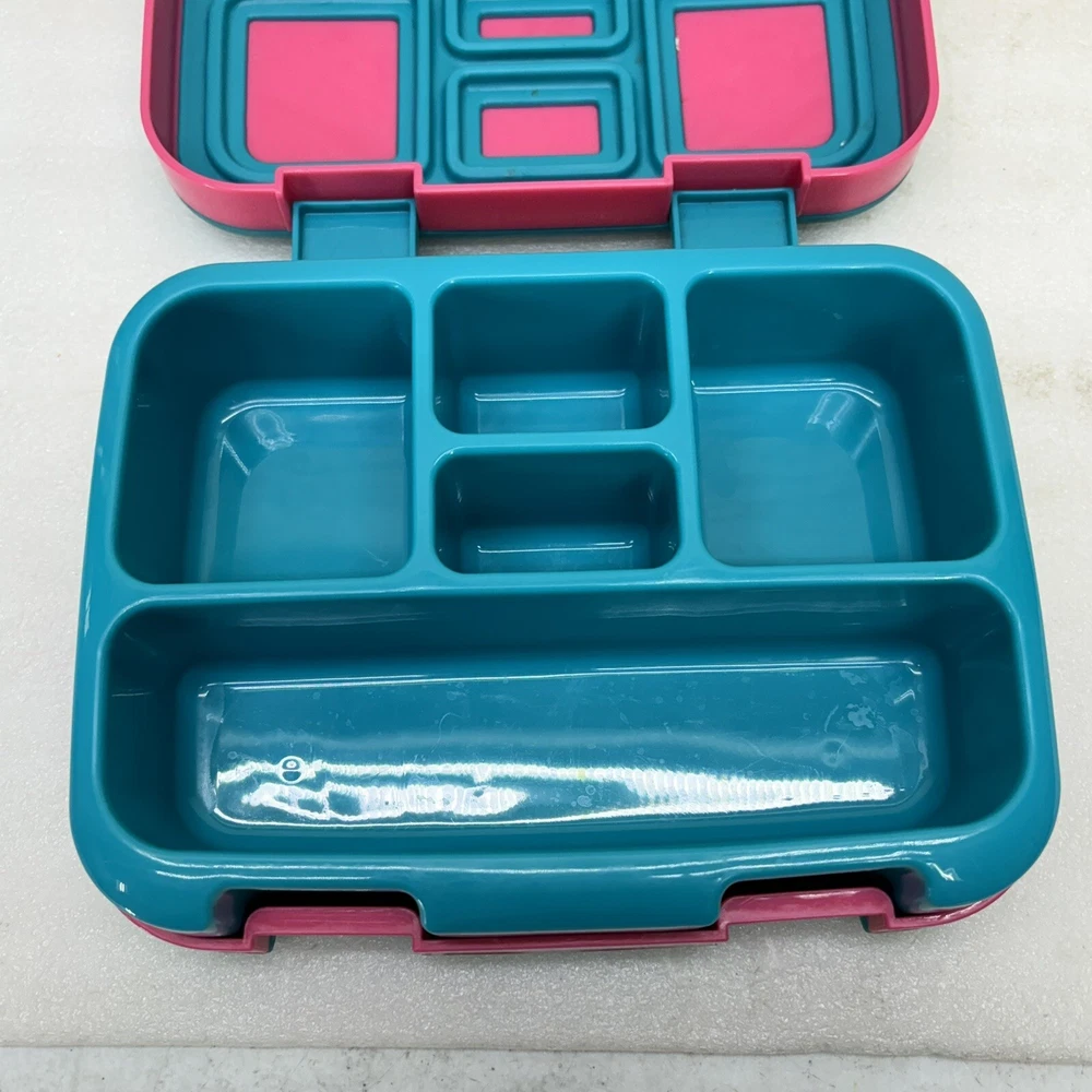 KINSHO Bento Box Pink & Teal Unicorn 5-Portion Sections Removable Tray • VGUC‼
