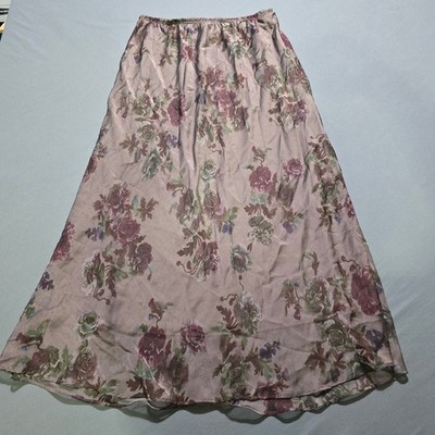 R&M Richards Floral Maxi Skirt Women's 14 Flowy Boho Prairie y2k vintage USA