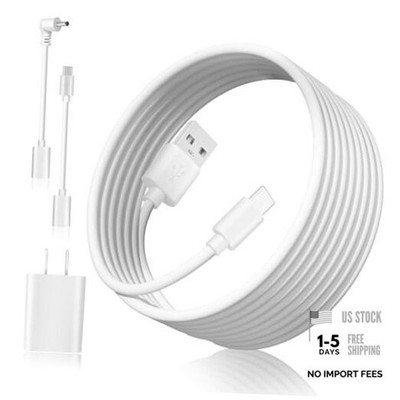 Power Adapter Compatible Ring Camera,17Ft Type C Power Cable -White () DC