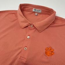 Peter Millar Summer Comfort Polo Shirt XXL Orange Stripe Clemson Tigers Paw READ
