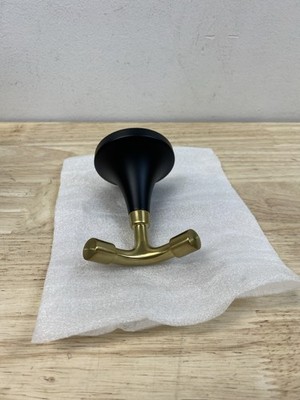 Kohler K-27427-BMB Tone Single Robe Hook - Matte Black with Moderne Brass