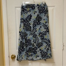 Sag Harbor A-Line Skirt with Blue and Black Floral Design