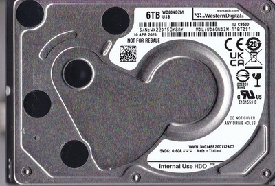 WD60NDZM-11BTZS1 s/n: WX22D1 APR/2025 Thailand 6TB  2.5'' USB-C WESTERN DIGITAL