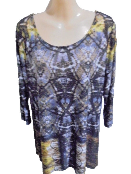 ROCKMANS NWOT SIZE M 14 Stunning Brown Lemon Grey TUNIC TOP .
