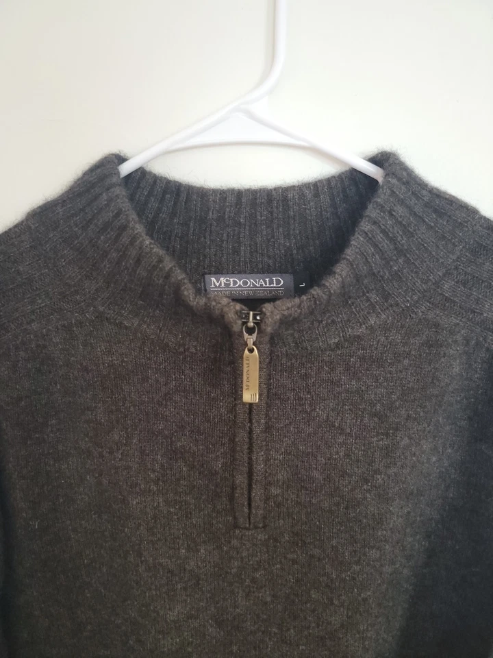 McDonald New Zeland Merino Wool Possum Fur Blend Blue Sweater Sz L - Image 2 of 4