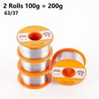 2 Rolls 100g 63/37 Rosin Core Solder Tin Flux 2% Soldering Iron Wire 0.5mm-2.0mm