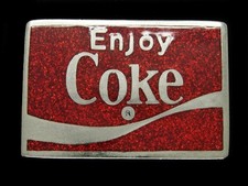 UA11138 NOS VINTAGE 1970s ENJOY COKE SODA FOUNTAIN ADVERTISEMENT BELT BUCKLE