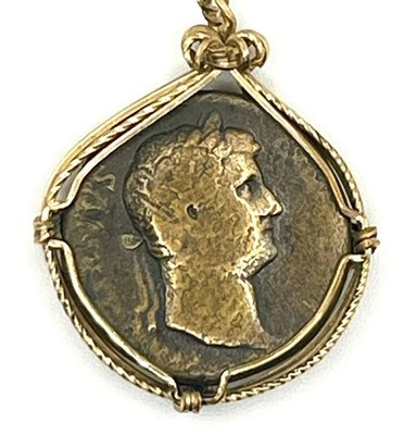 Emperor Hadrian Roman Coin Transformed into a Pendant Necklace