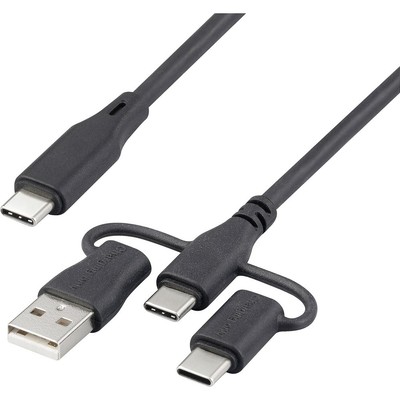 Renkforce USB-Ladekabel USB 2.0 USB-C  3.00 m Schwarz  RF-6615910