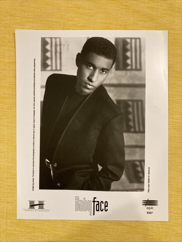 1990s BABYFACE Glossy Promotional Photograph R&B 8x10 Epic Record Photo B&W