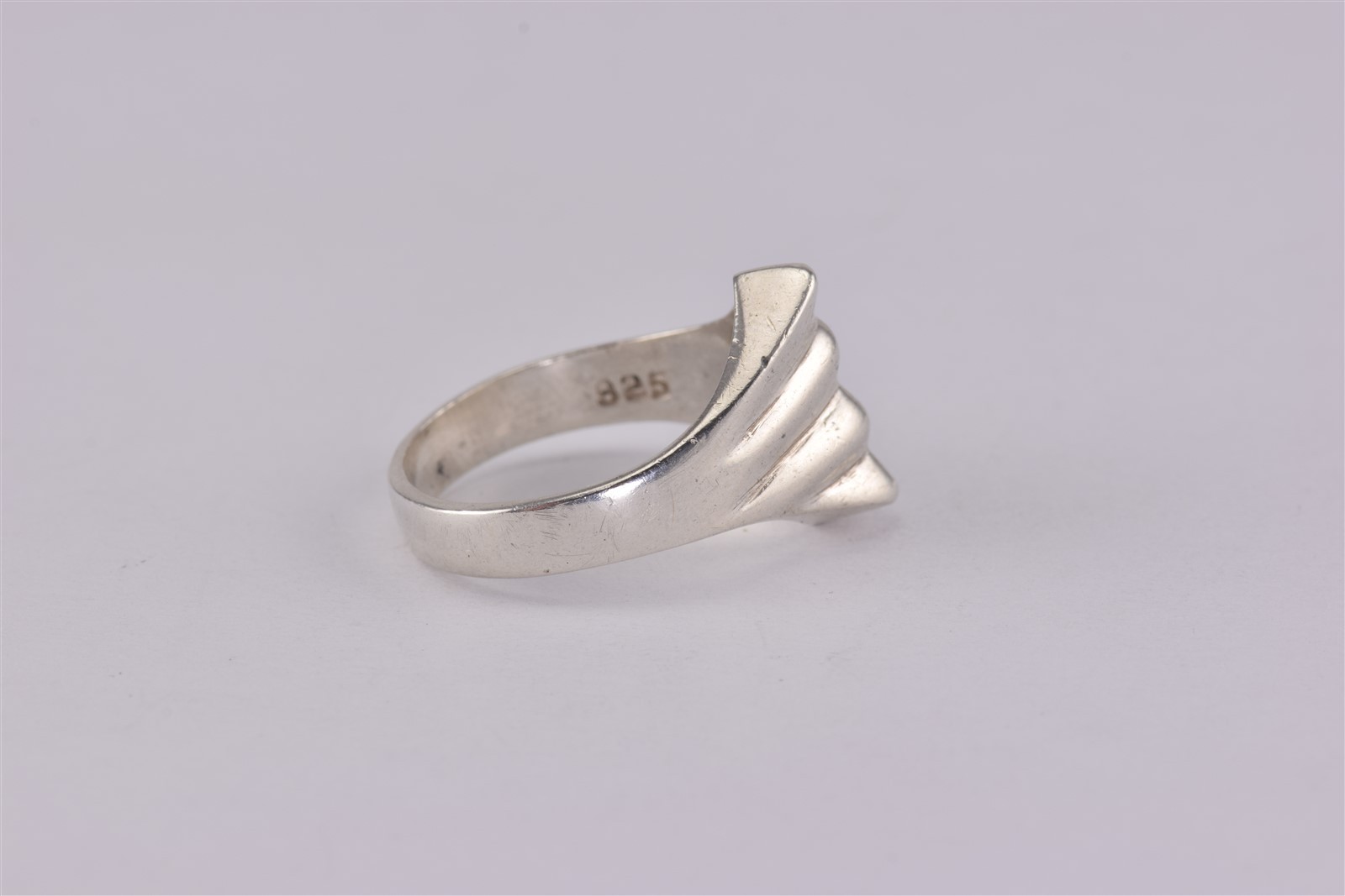 Sterling Silver Solid Modernist Ribbed Ripple Wed… - image 3